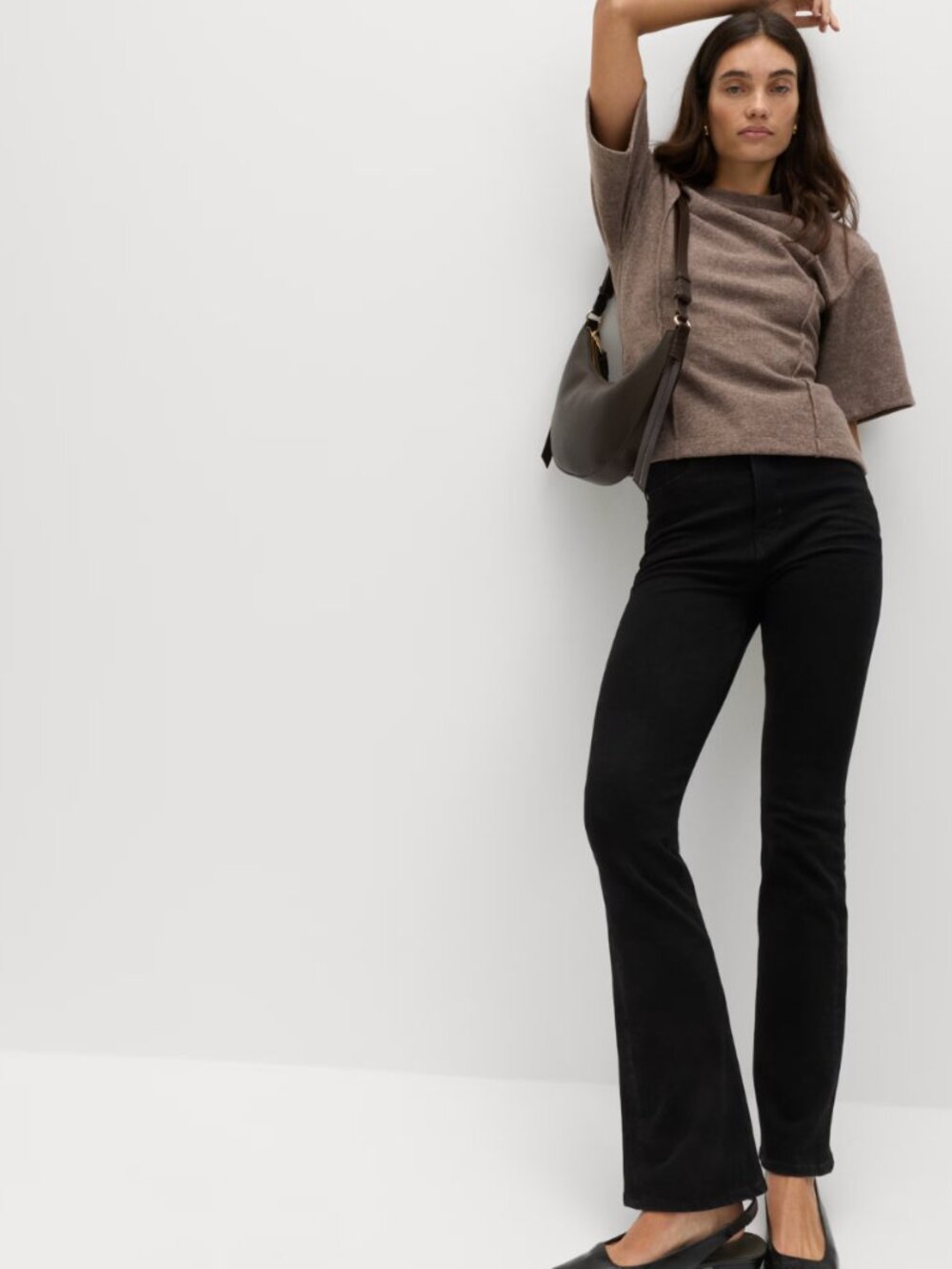 M&S Marks & Spencer Magic Slim Black Flare Jeans High Rise Stretch Size 6R EUC